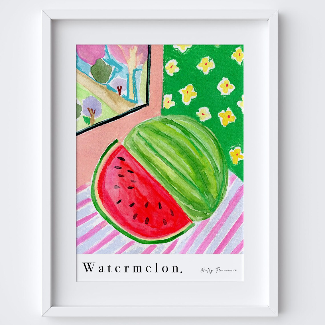 Watermelon Still Life Watercolour Poster, Kitchen Produce