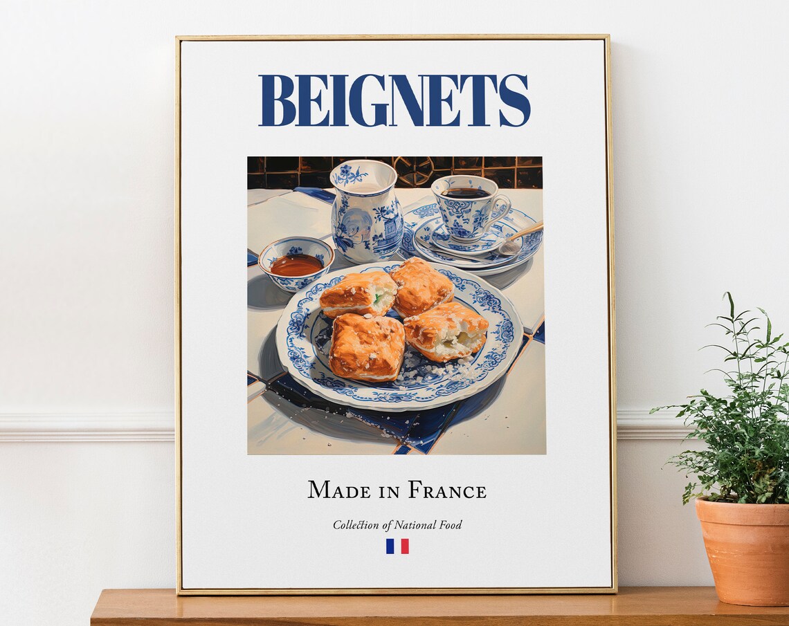 Beignets on Maiolica Tile Plate, Kitchen Poster Print