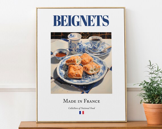 Beignets on Maiolica Tile Plate, Kitchen Poster Print