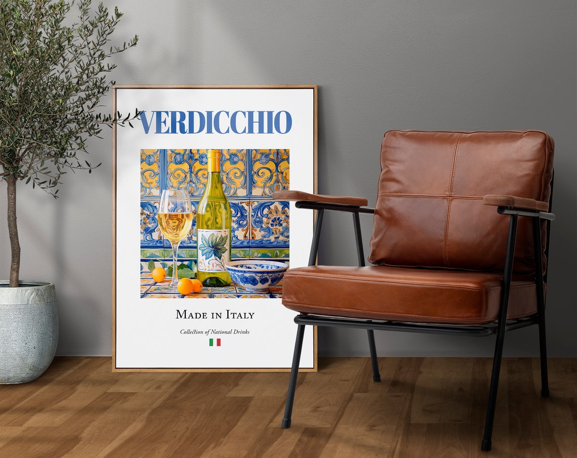Verdicchio Wine on Maiolica Tile, Italian Poster Print - Image 4