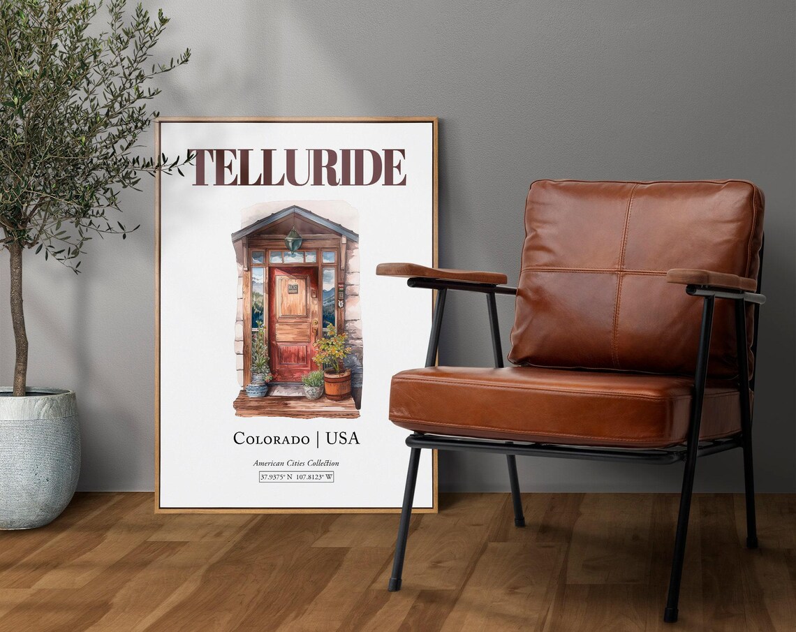 Telluride Colorado Usa Minimalist Watercolor Travel Poster