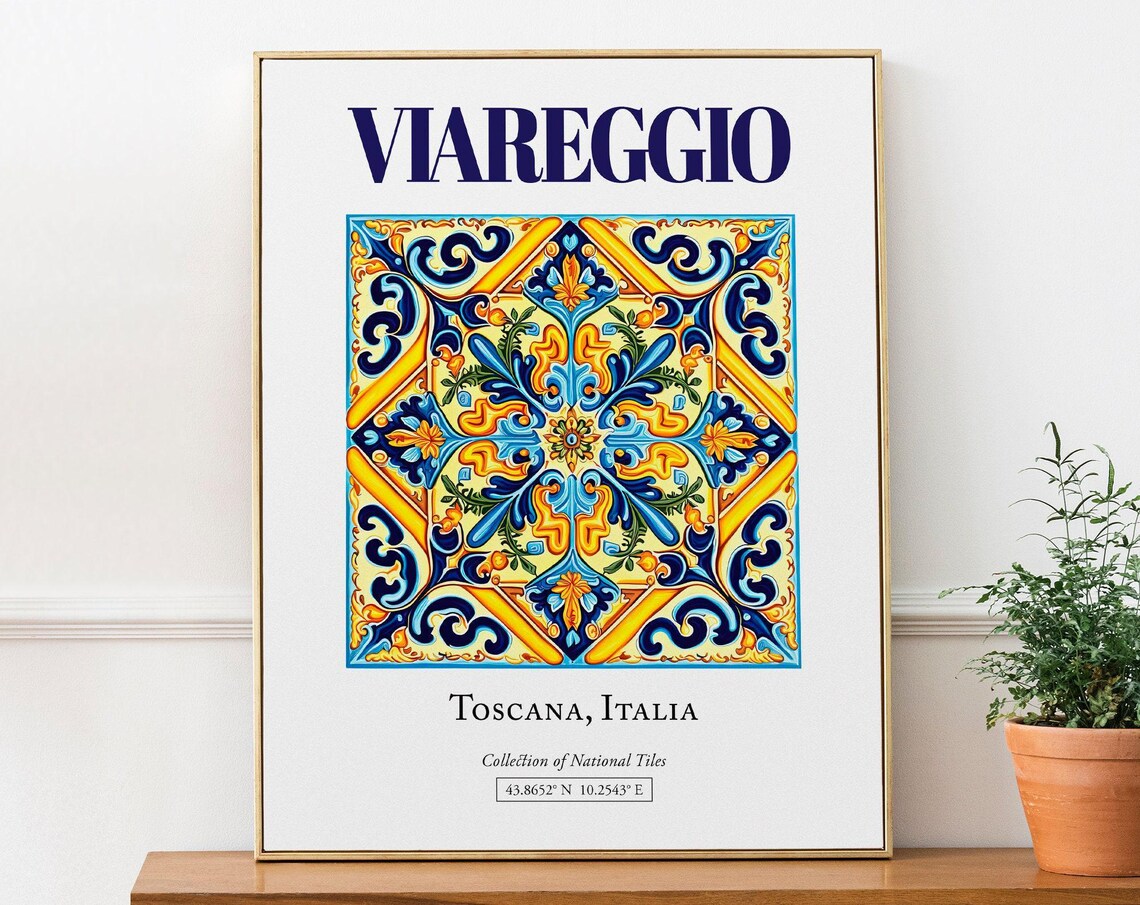 Viareggio Toscana Italy Folk Maiolica Tile Travel Poster