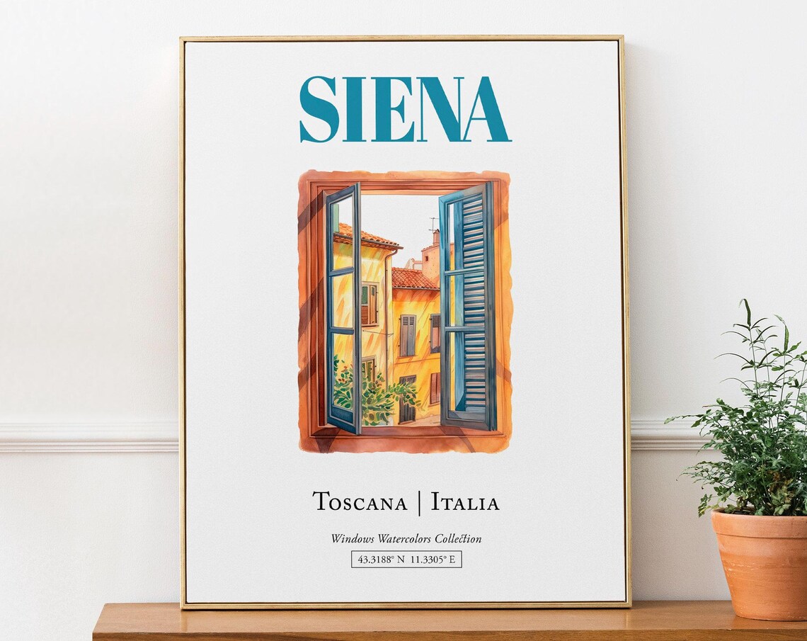 Siena Toscana Italia Travel Poster, Traditional Window