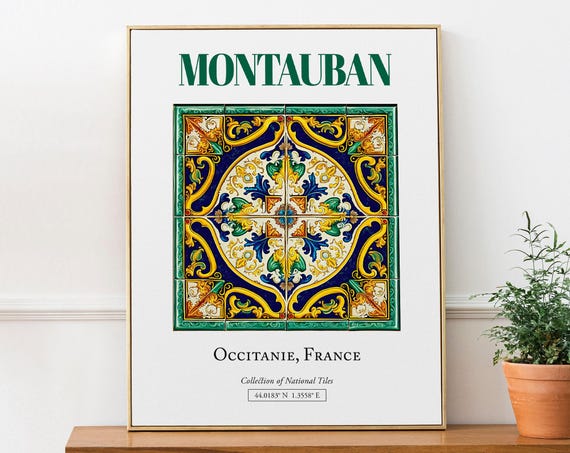 Montauban Occitanie France Traditional Tile Travel Poster