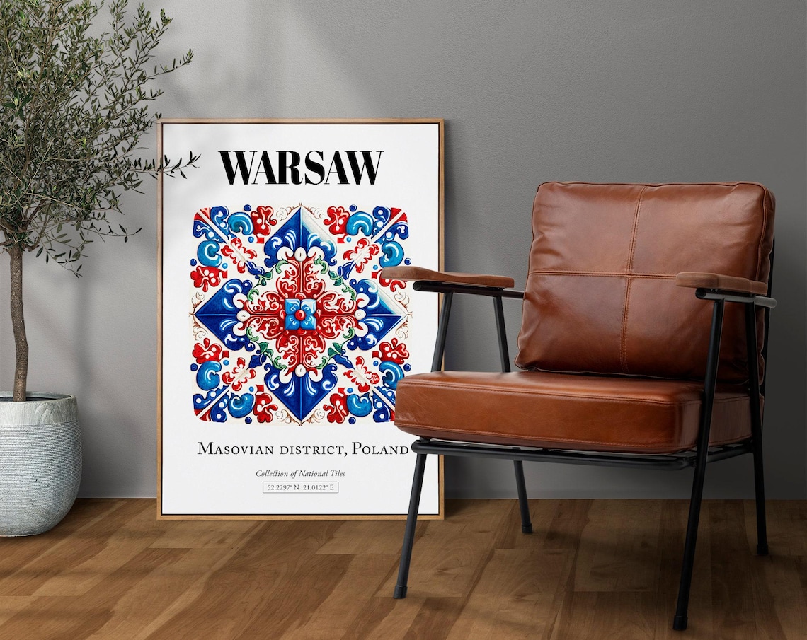 Warsaw Masovian District Poland Tile Pattern Art Print