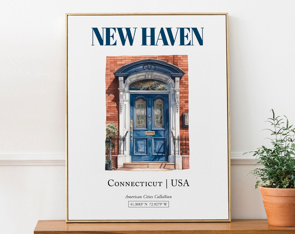 Connecticut USA Minimalistic Watercolor Art Print