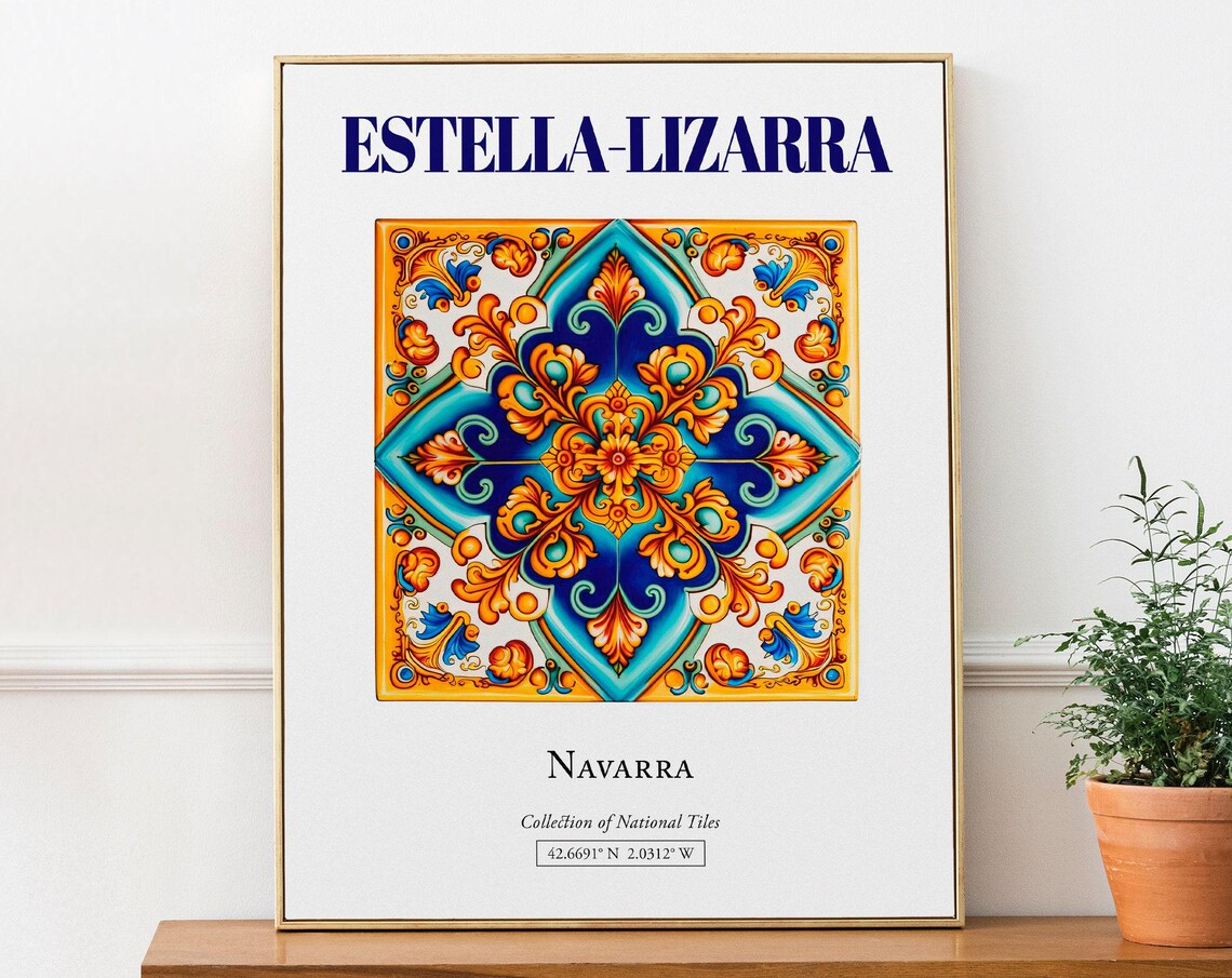 Estellalizarra Navarra Spain Folk Tile Art Print