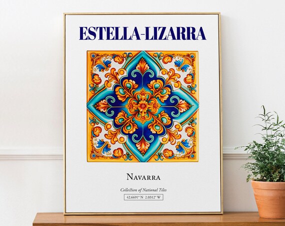Estellalizarra Navarra Spain Folk Tile Art Print