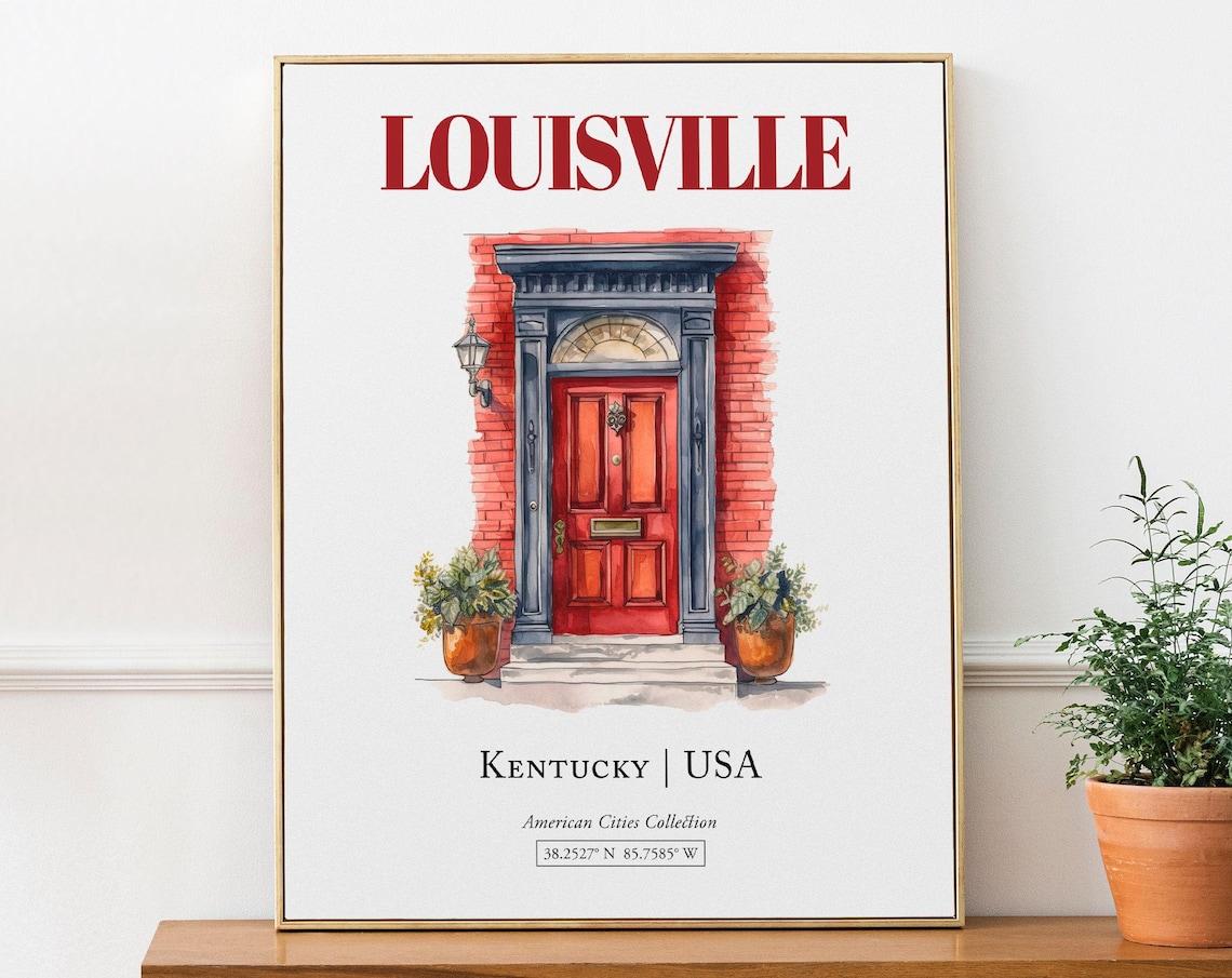 Louisville Kentucky USA Minimalist Watercolor Travel Poster