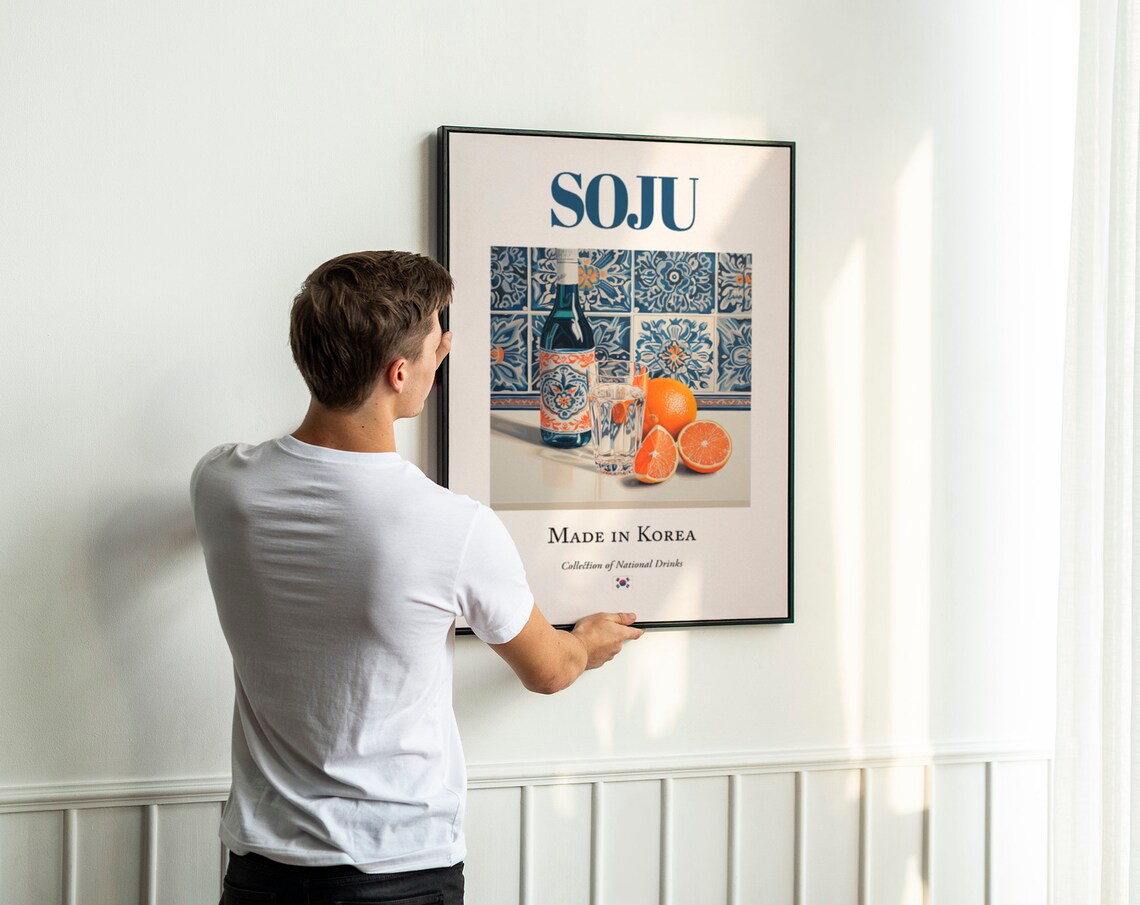 Soju On Maiolica Tile, Kitchen And Bar Art Print - Image 2
