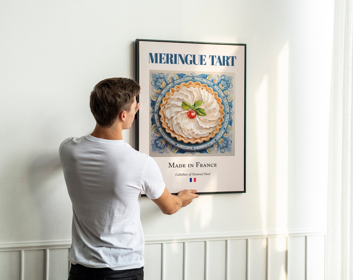 Meringue Tart on Maiolica Tile Plate, Food Art Print - Image 3
