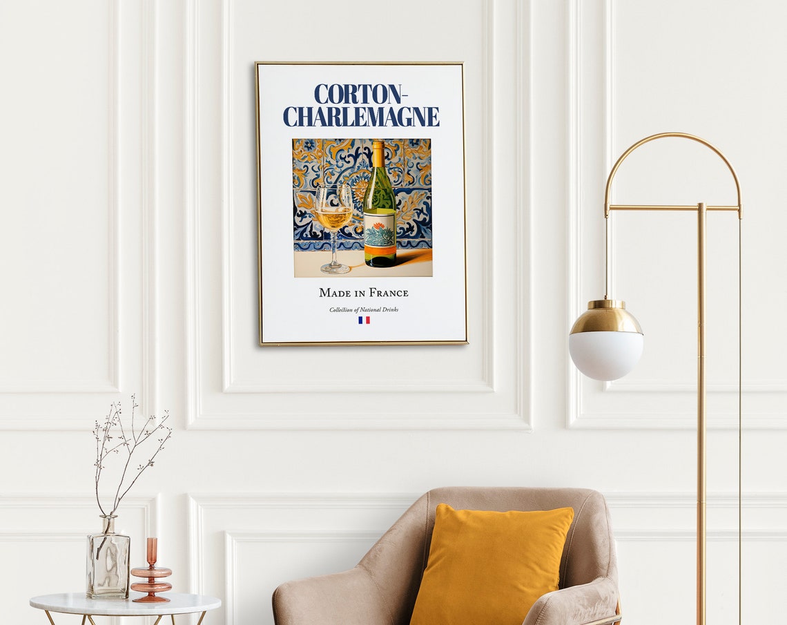 Corton-Charlemagne Maiolica Tile Drink Art Print - Image 2