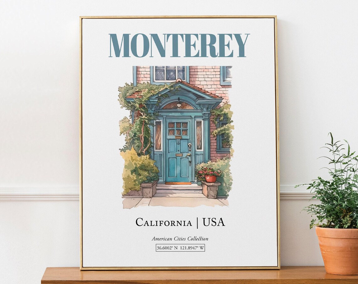 Monterey USA Minimalist Watercolor Travel Poster