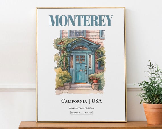 Monterey USA Minimalist Watercolor Travel Poster