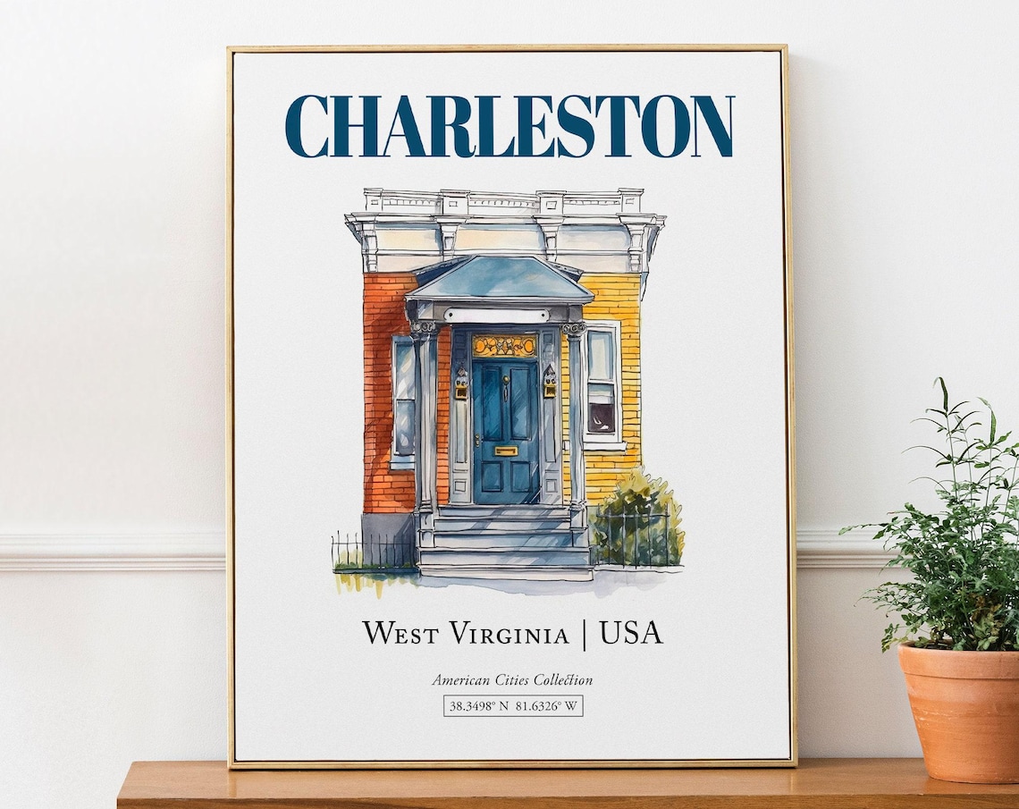 Charleston, West Virginia Minimalist Watercolor Art Print