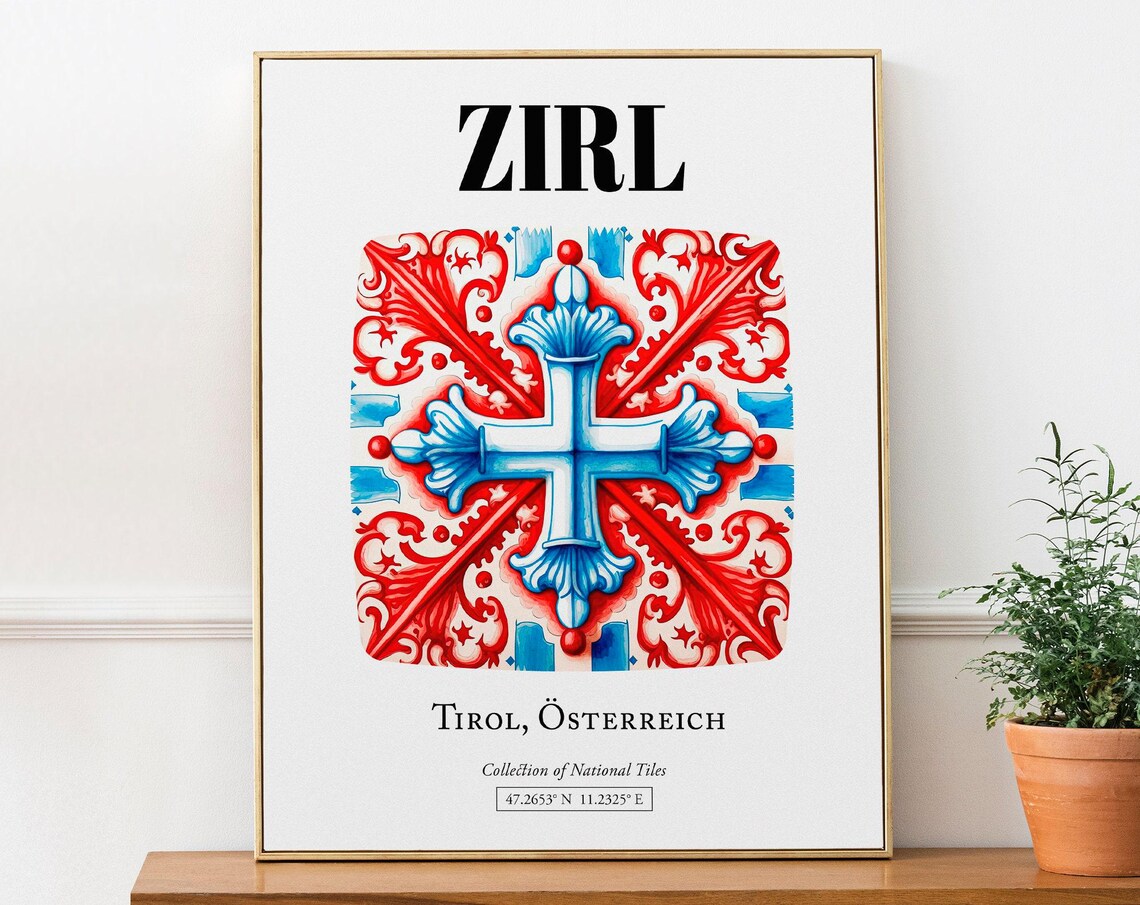 Zirl Tirol Austria Traditional Tile Pattern Travel Poster