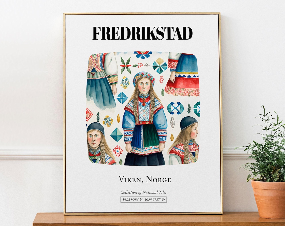 Fredrikstad Viken Norge Folk Costumes Pattern Art Print