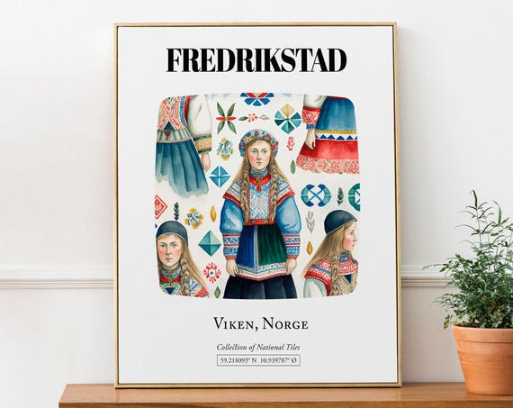 Fredrikstad Viken Norge Folk Costumes Pattern Art Print