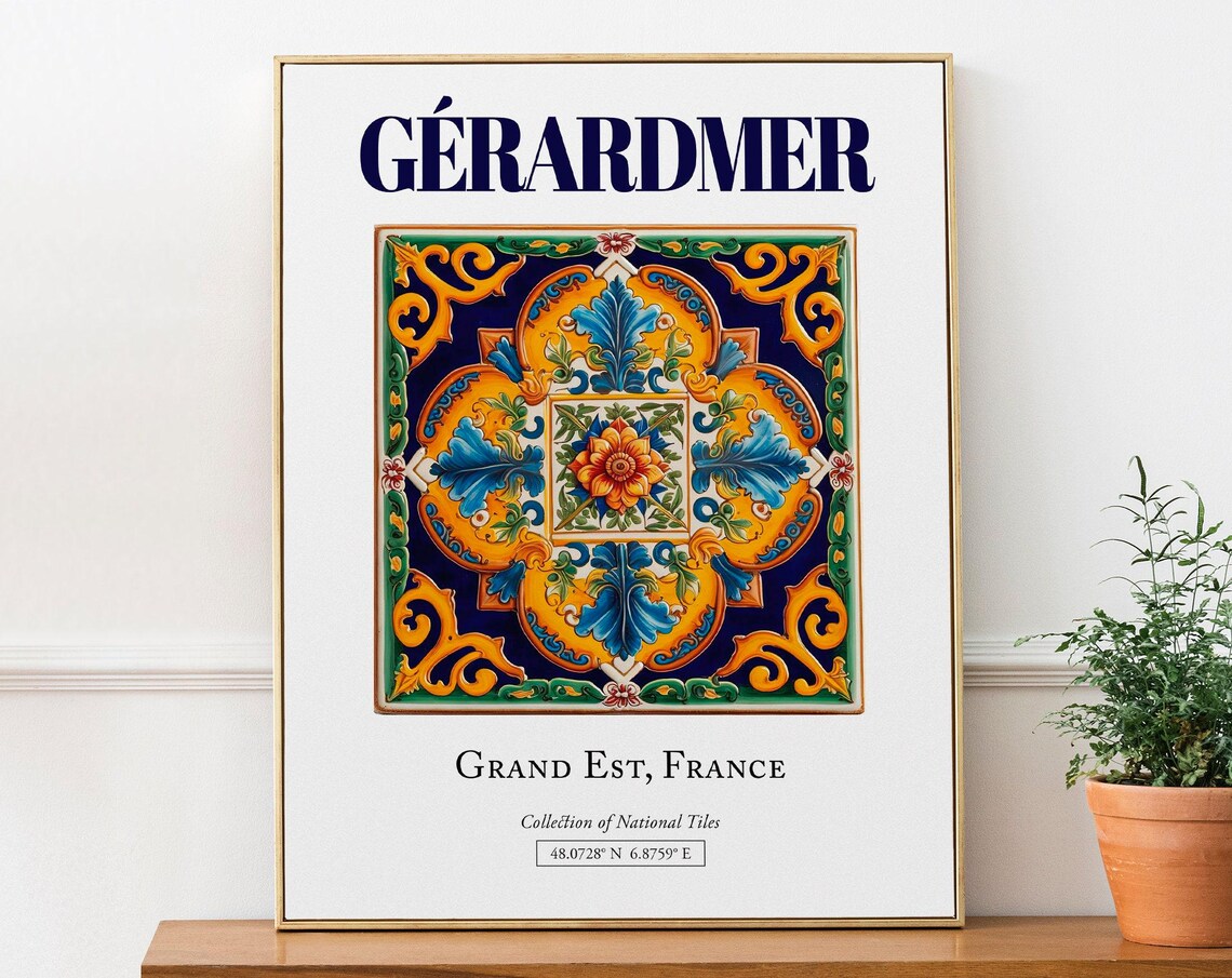 Grardmer Grand Est France Folk Tile Travel Poster