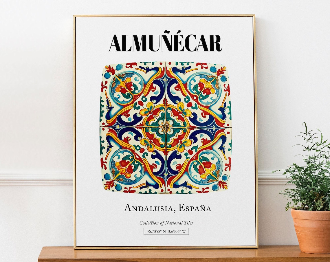 Almucar Andalusia Spain Tile Pattern Travel Poster