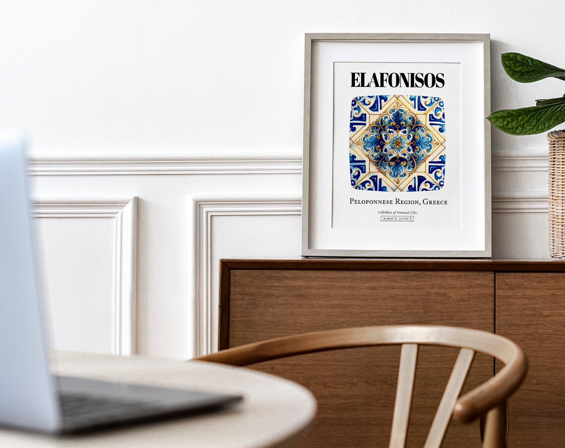 Elafonisos Timeless Tile Art Poster, Greek Island - Image 4