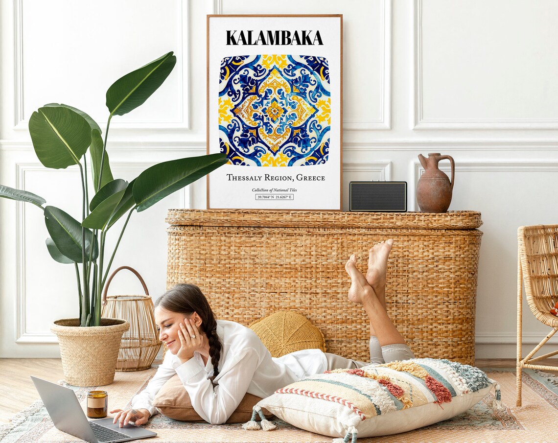 Kalambaka Traditional Tile Pattern, Greek Art Print - Image 2