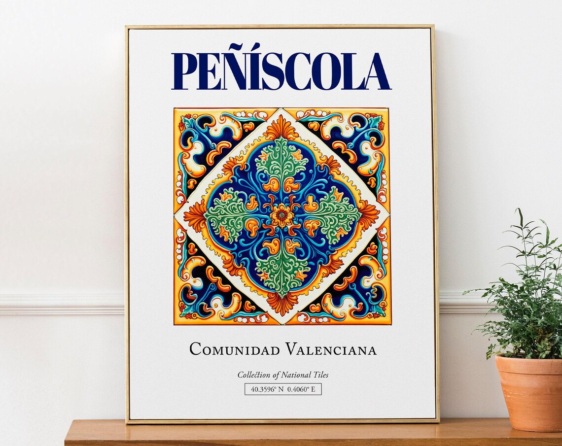 Pescola Comunidad Valenciana Spain Travel Poster, Bedroom