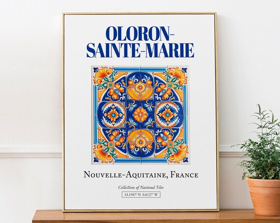 Oloronsainte-Marie France Folk Tile Art Print