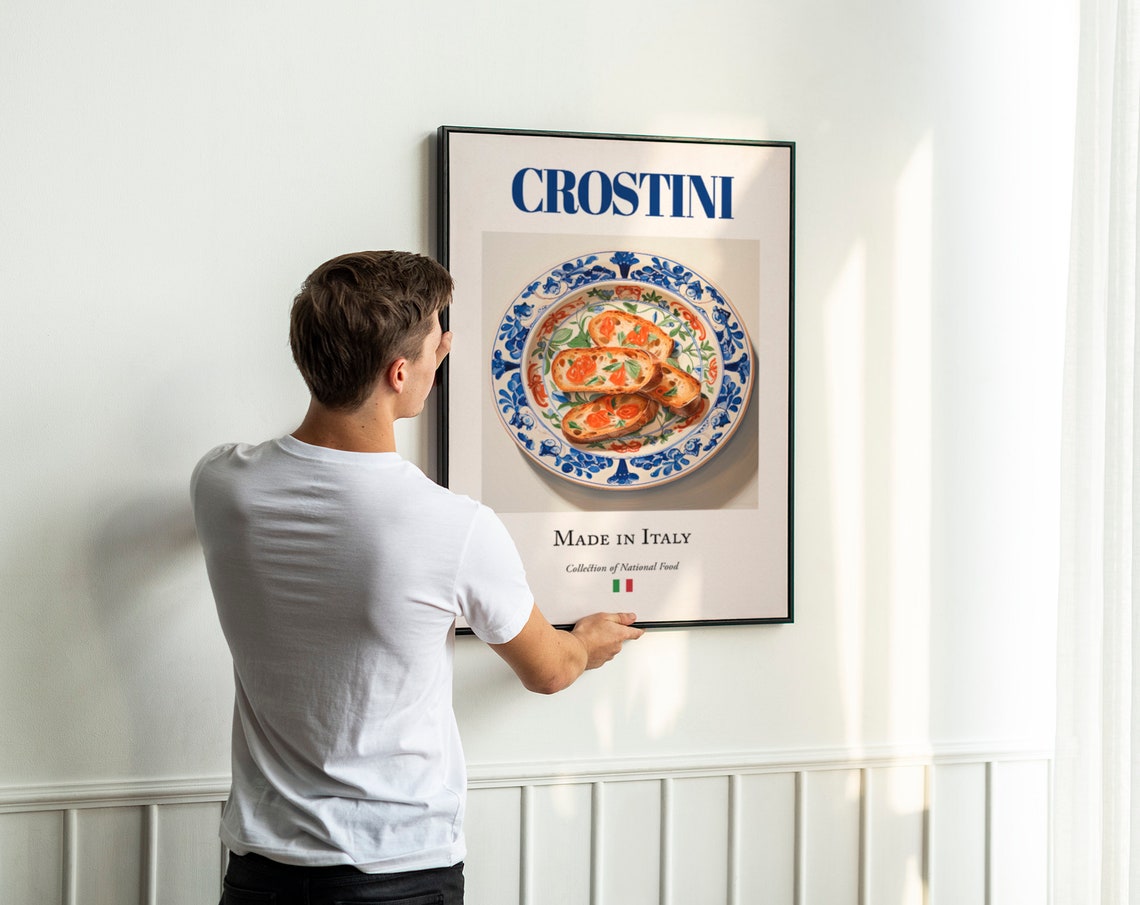 Crostini on Maiolica Tile Plate, Italian Kitchen Art Print - Image 3