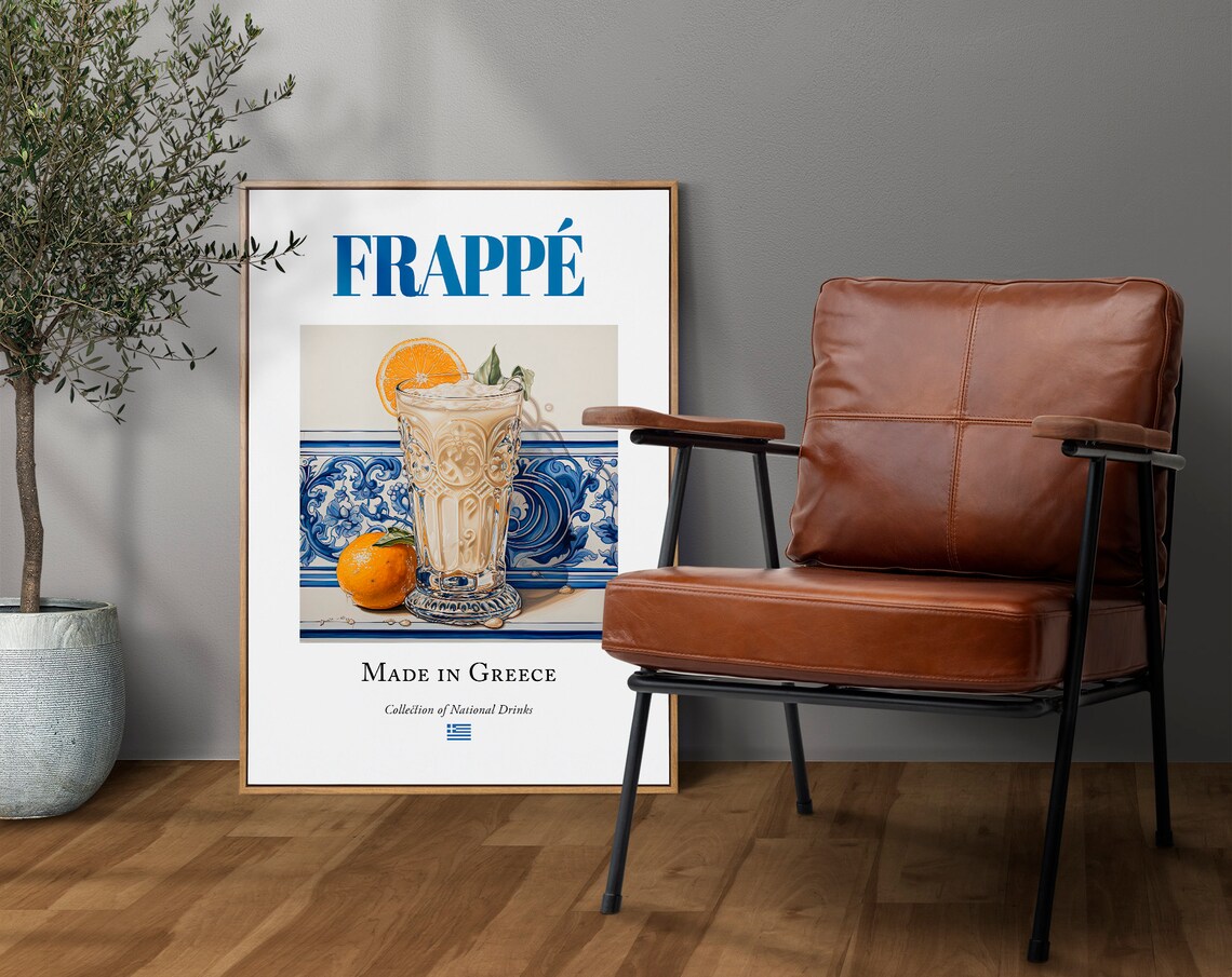 Frappe On Maiolica Tile, Traditional Greek Beverage - Image 4