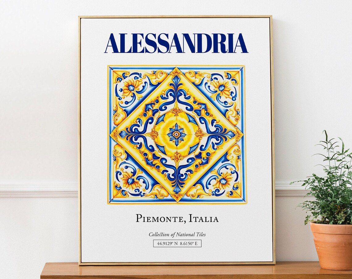 Alessandria Piemonte Italy Minimalist Maiolica Tile Poster