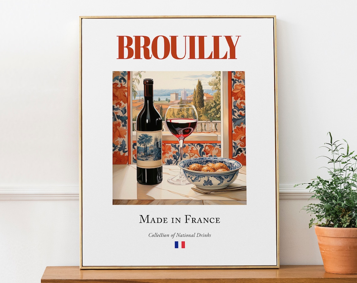 Brouilly On Maiolica Tile, Traditional Rhône Poster