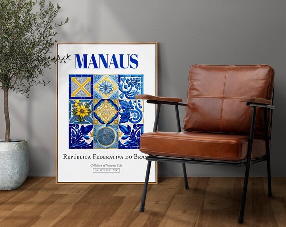 Manaus Brasil Folk Traditional Azulejo Tile Poster