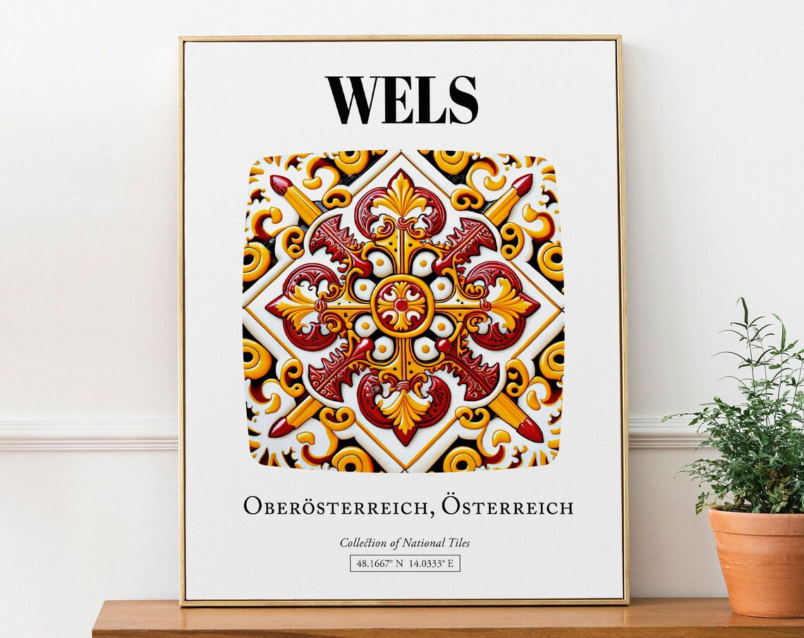 Wels, Oberaustria Austria Traditional Tile Pattern Art Print