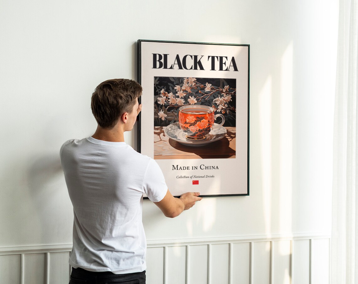 Black Tea on Maiolica Tile, Traditional Chinese Poster Print - Image 3
