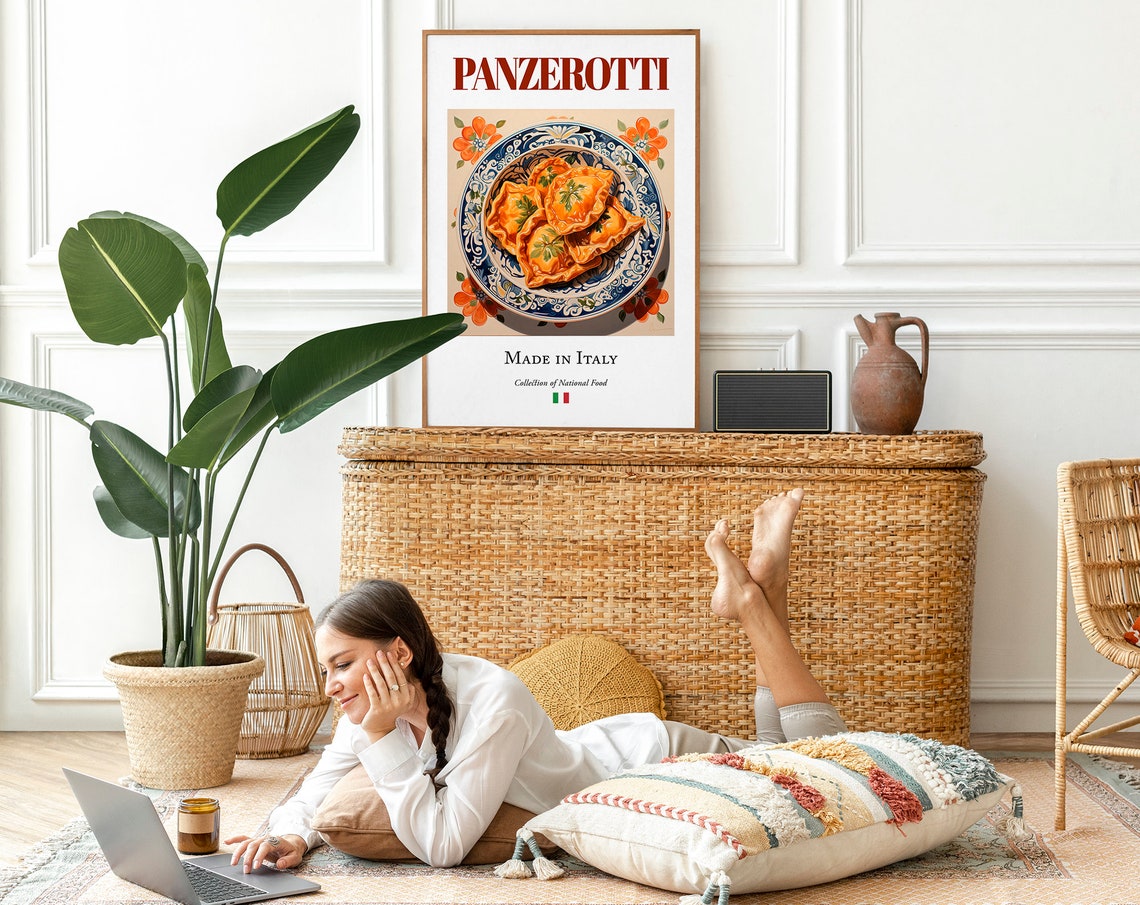 Panzerotti on Maiolica Tile Plate, Kitchen Art Print - Image 2