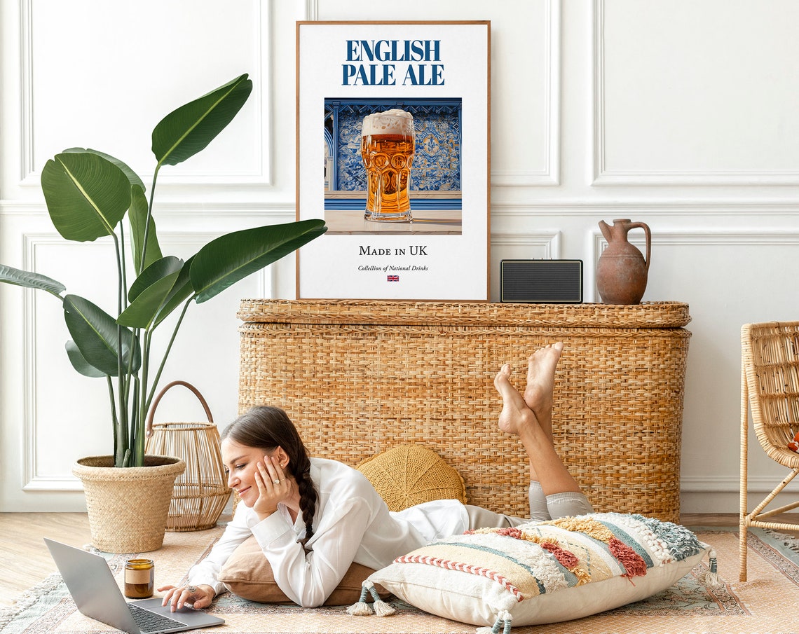 English Pale Ale on Maiolica Tile, Kitchen Bar Poster - Image 2