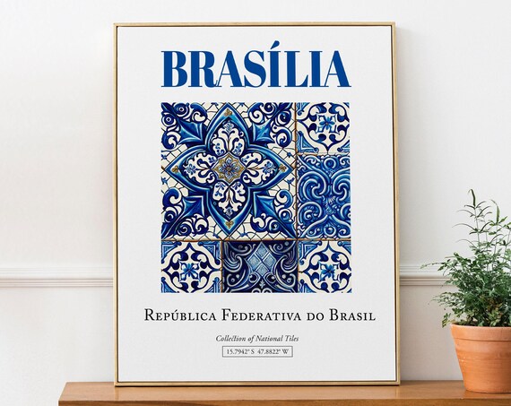 Brasilia Brasil Traditional Azulejo Tile Poster