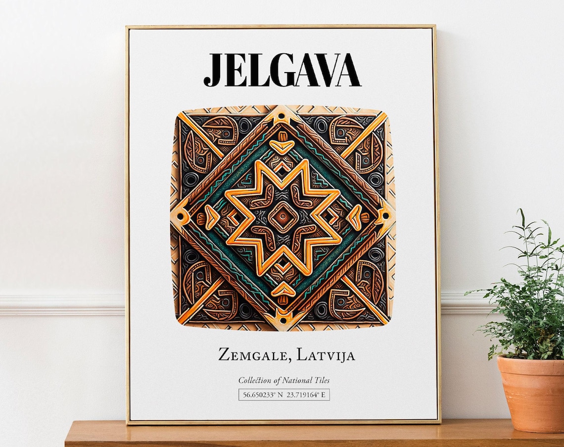 Jelgava Zemgale Latvia Traditional Tile Pattern Art Print
