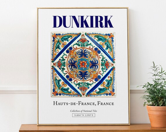 Dunkirk HautsdeFrance France Folk Tile Travel Poster