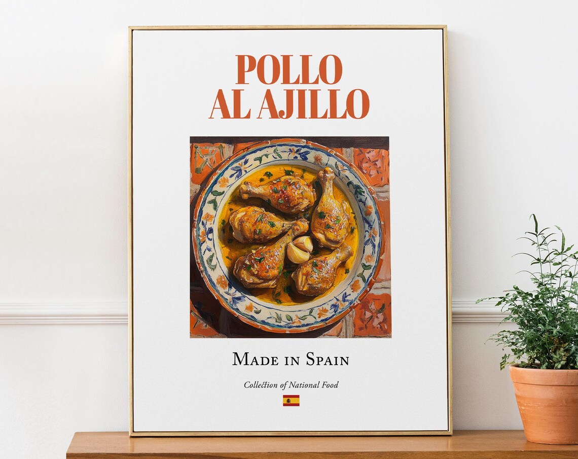 Pollo Al Ajillo Traditional Spanish Food Poster