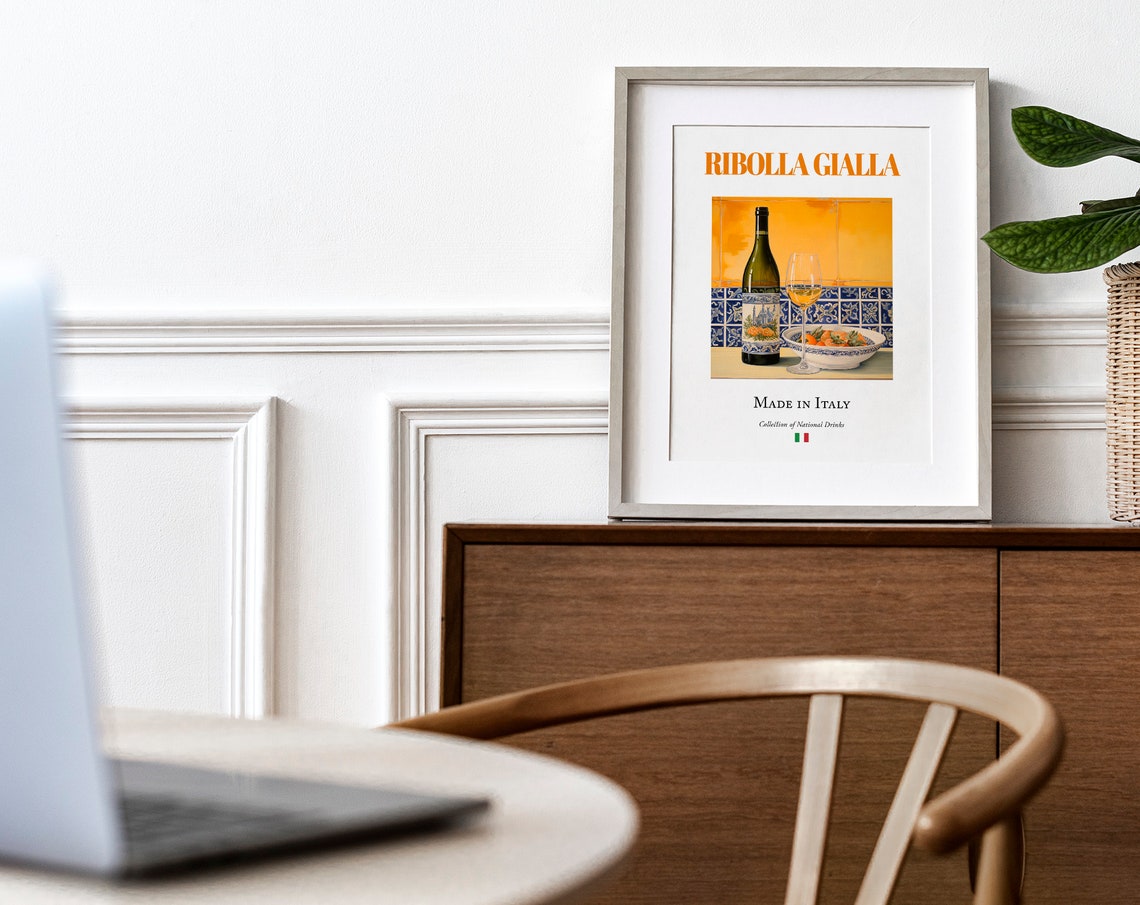 Ribolla Gialla Wine, Maiolica Tile Kitchen Art Print - Image 4