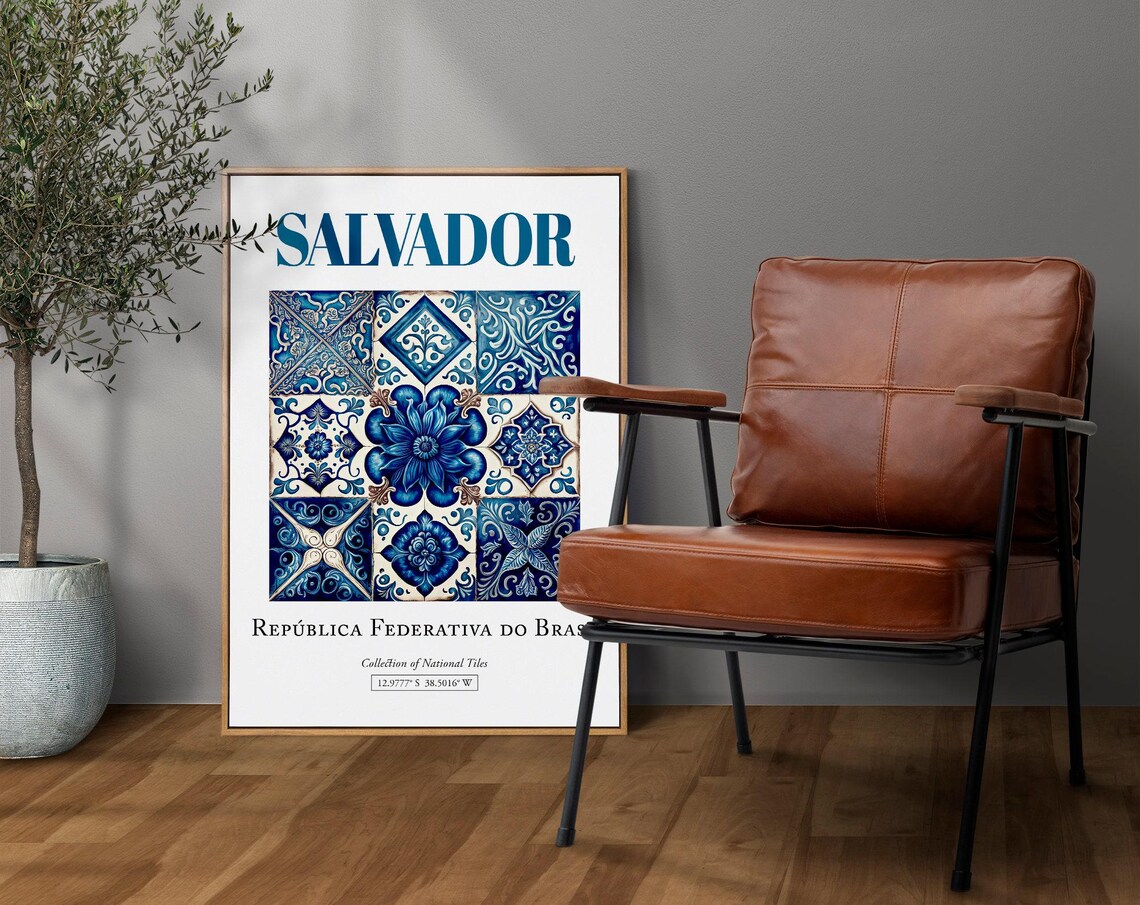 Salvador Brasil Minimalist Azulejo Tile Art Print