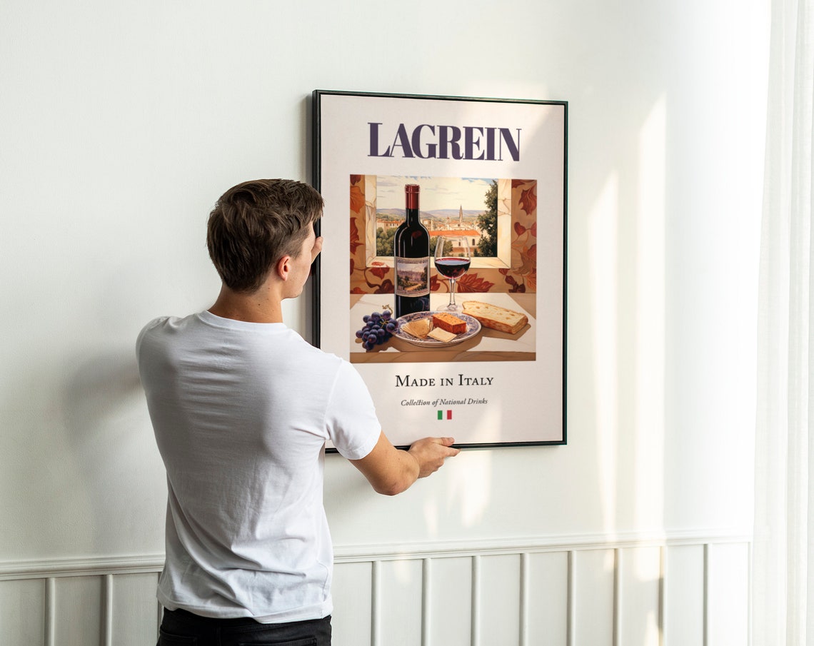 Lagrein on Maiolica Tile, Italian Beverage Art Print - Image 3
