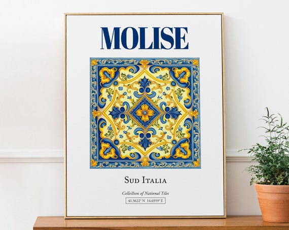 Molise Sud Italia Italy Folk Traditional Maiolica Tile Art Print