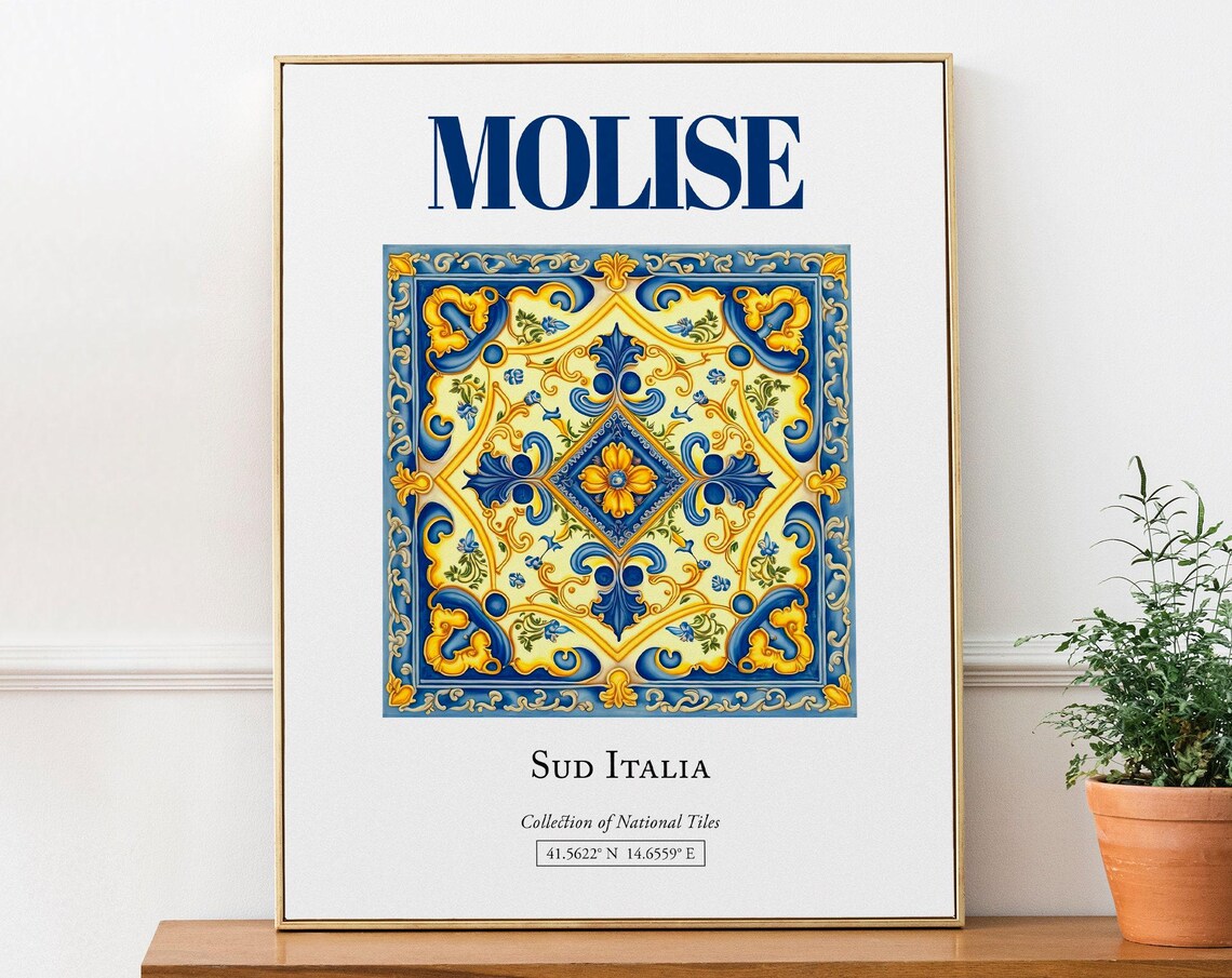 Molise Sud Italia Italy Folk Traditional Maiolica Tile Art Print