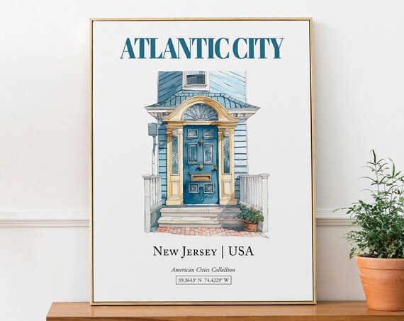 Atlantic City New Jersey Minimalist Watercolor Art Print