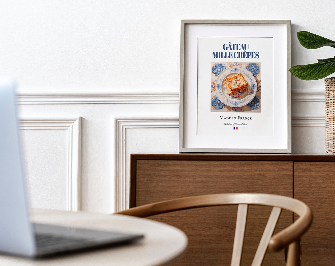 Gâteau Mille Crêpes on Maiolica Tile Plate Art Print - Image 4