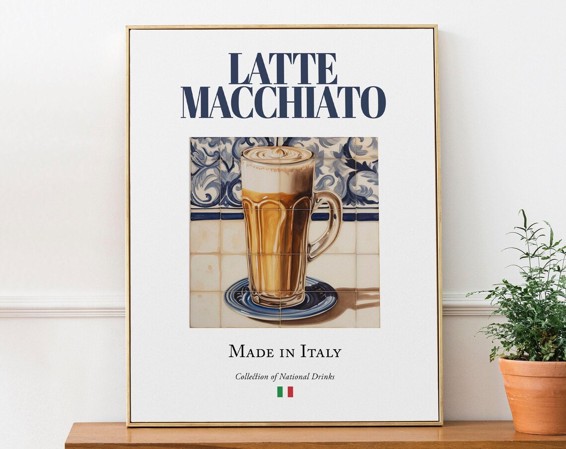 Latte Macchiato On Maiolica Tile, Italian Beverage Art Print