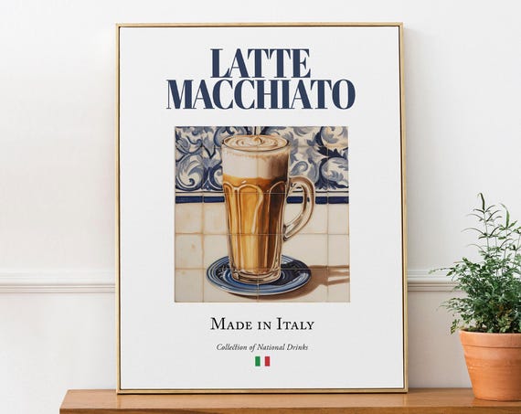 Latte Macchiato On Maiolica Tile, Italian Beverage Art Print